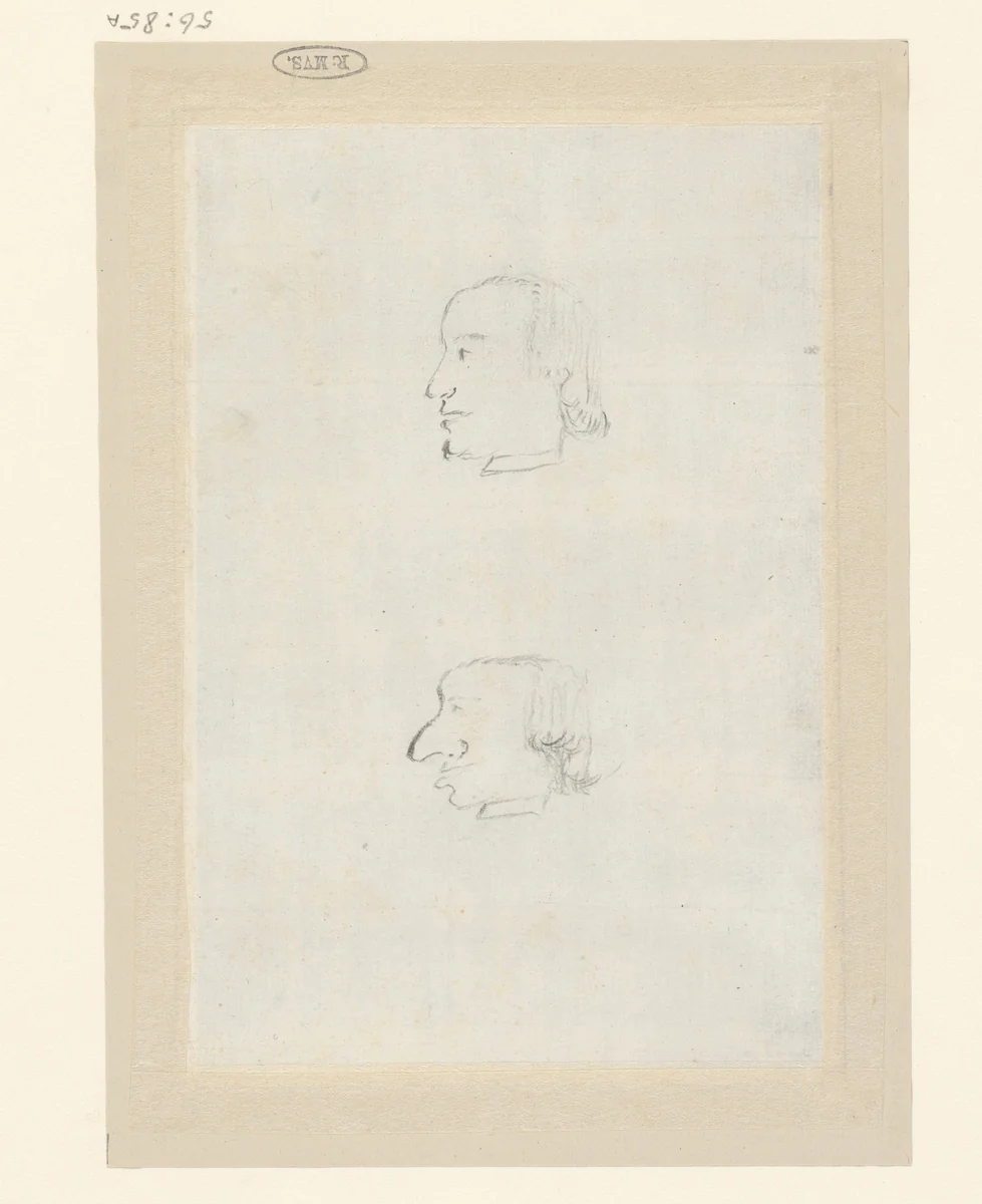 Twee profielkoppen by Etienne de Lavallée-Poussin, drawing, 1750-1793