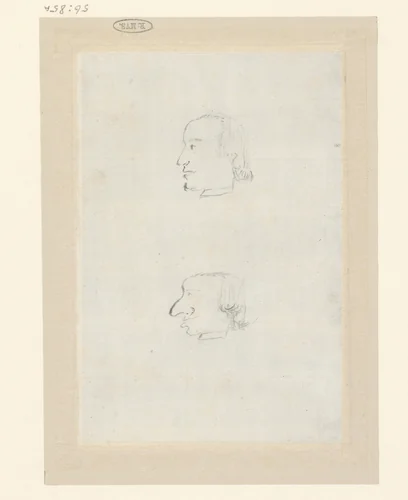Twee profielkoppen by Etienne de Lavallée-Poussin, drawing, 1750-1793