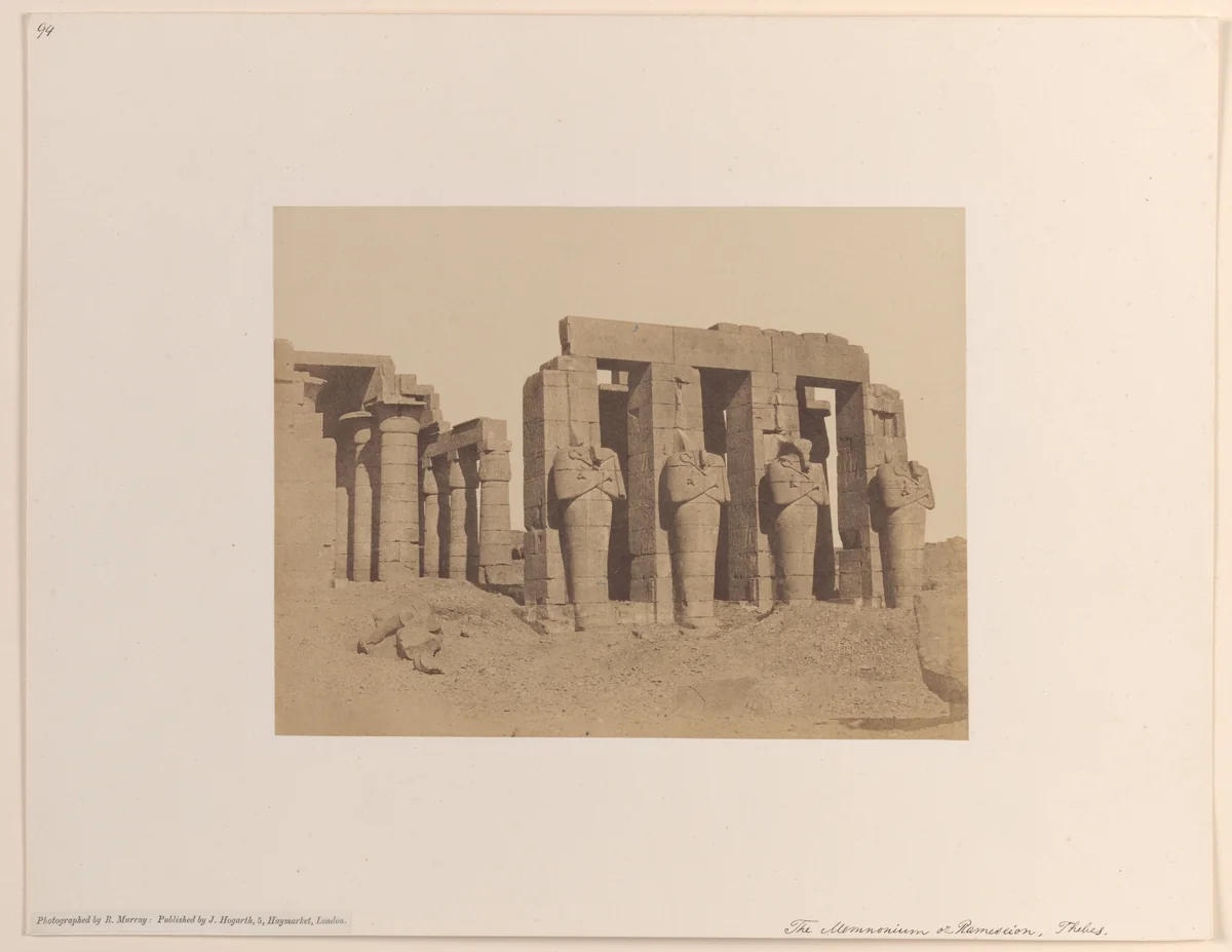 The Memnonium or Rameseiom, Thebes by Robert Murray, photograph, 1852-1855