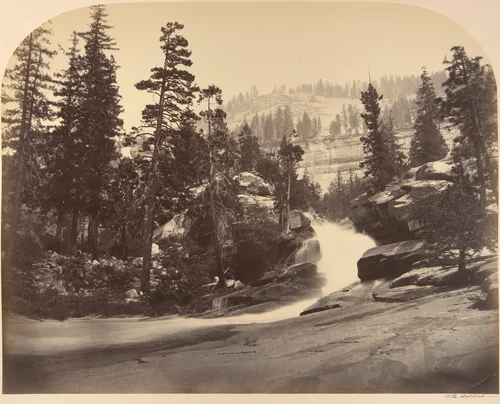 Cascade, Nevada Fall on Left, View above Vernal Fall by Carleton E. Watkins, photograph, 1861