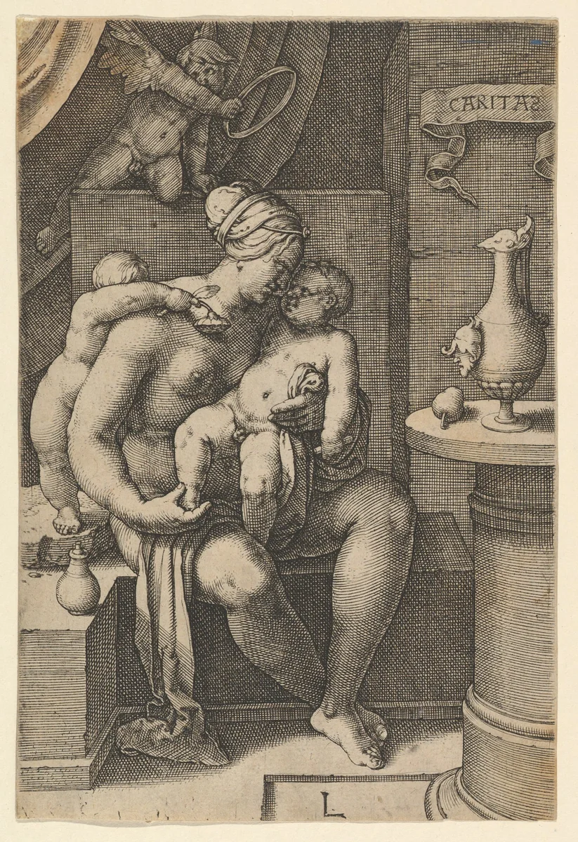 Charity, from "The Seven Virtues" by Lucas van Leyden, print, 1530