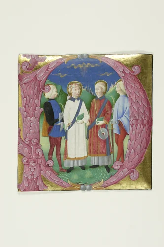 Four Saints in a Historiated Initial "P" from a Choirbook or Antiphonal by Bartolomeo Rigossi, painting, 1435-1465