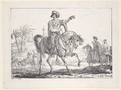 Mamluk on Horseback by Antoine Charles Horace Vernet, print, 1810-1839