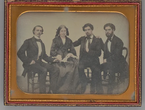 Untitled (Portrait of Three Men and One Woman) by Unknown maker, other, 1857