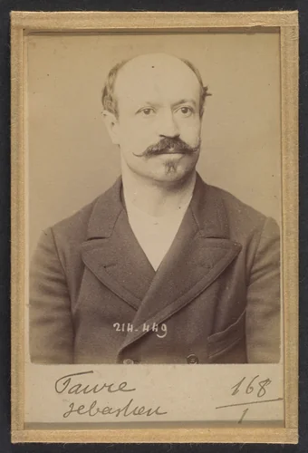 Favre. Sébastien. 36 ans, né à St Étienne (Loire). Négociant. Port d'arme prohibée, anarchiste. 20/2/94. by Alphonse Bertillon, photograph, 1894