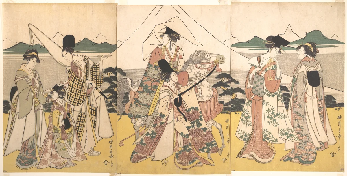 Narihira's Journey to the East by Rekisentei Eiri, print, 1767-1799