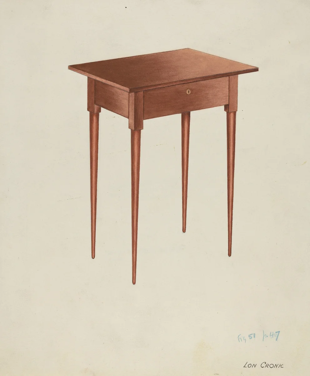 Shaker Candle Table by Lon Cronk, index of american design, 1937