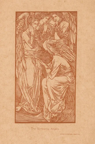 Treurende engelen by Johannes Josephus Aarts, print, 1898