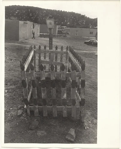 Grave with surrounding fence--Santa Fe, New Mexico by Robert Frank, photograph, 1955