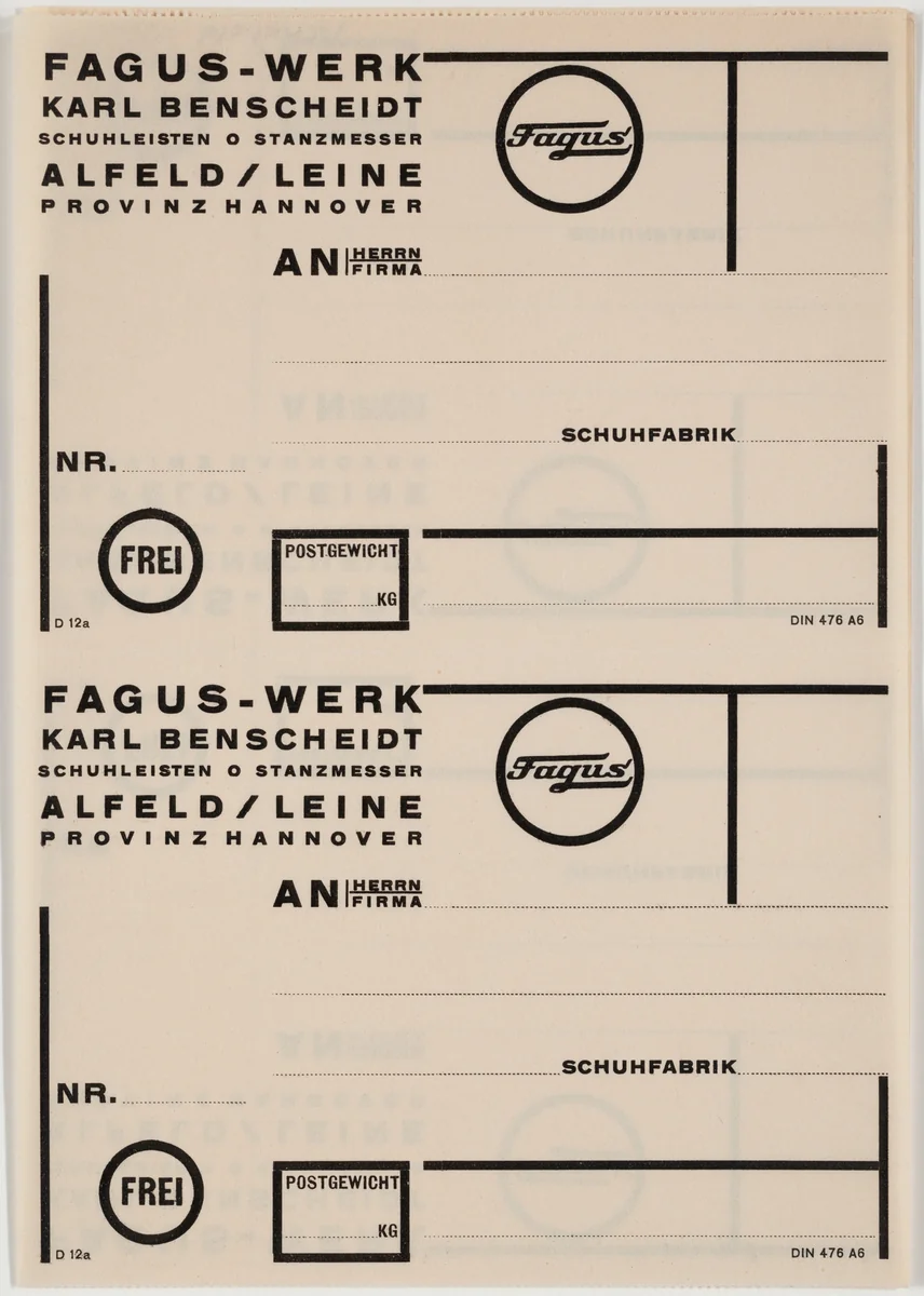 Fagus-Werk Karl Benscheidt by Unknown Artist, design, 1920