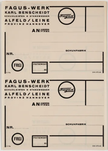 Fagus-Werk Karl Benscheidt by Unknown Artist, design, 1920