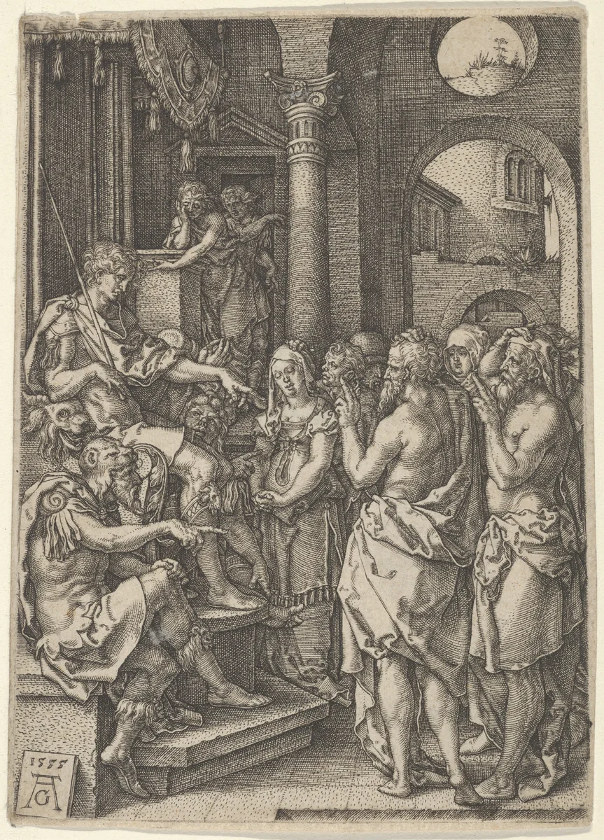 Susanna Accused of Adultery, from The Story of Susanna by Heinrich Aldegrever, print, 1555