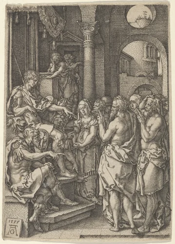 Susanna Accused of Adultery, from The Story of Susanna by Heinrich Aldegrever, print, 1555