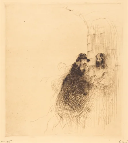 La rencontre sous la voute (2e planche) (The Meeting under the Arch) (second plate) by Jean-Louis Forain, print, 1910