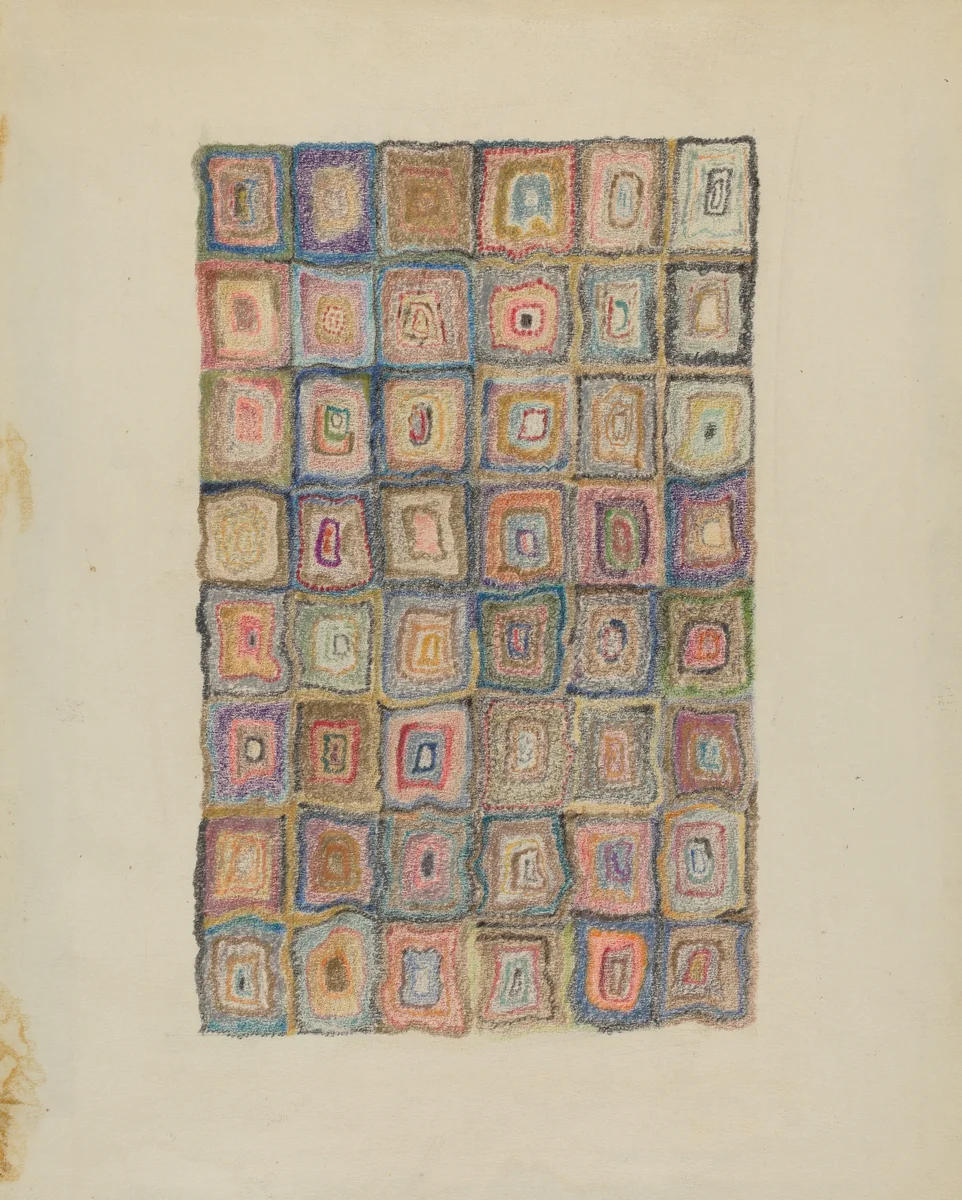 Hooked Rug by Alfonso Umana, index of american design, 1935-1942