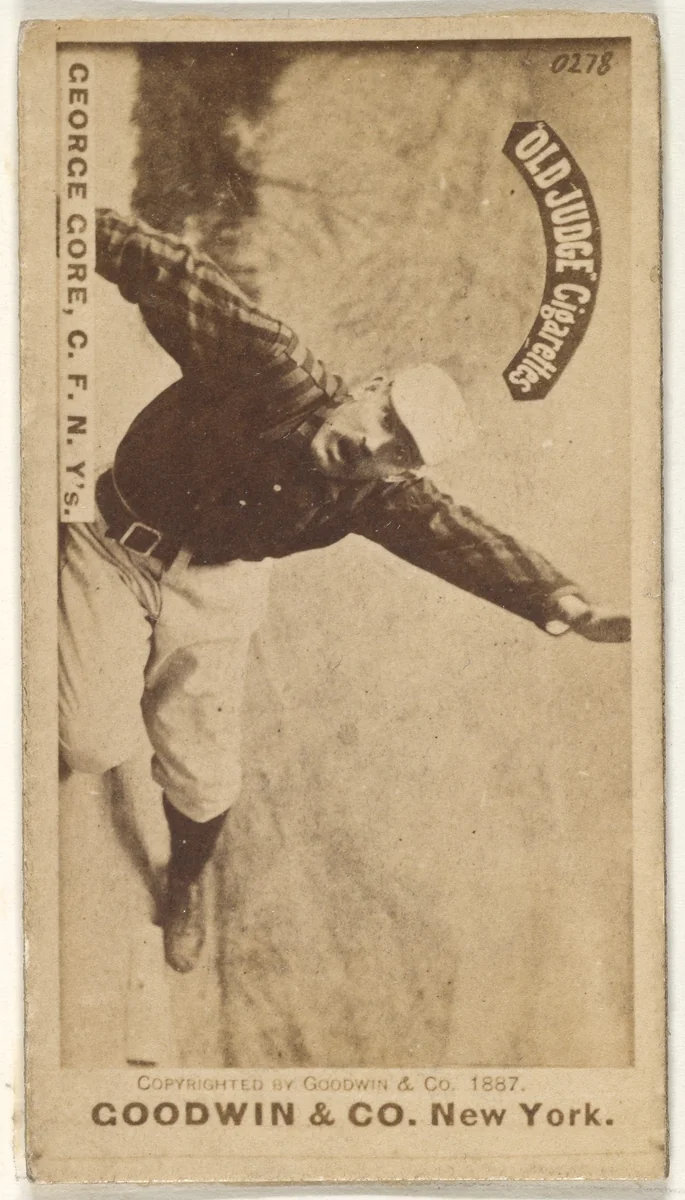 George F. "Piano Legs" Gore, Center Field, New York, from the Old Judge series (N172) for Old Judge Cigarettes by Goodwin & Company, photograph, 1887