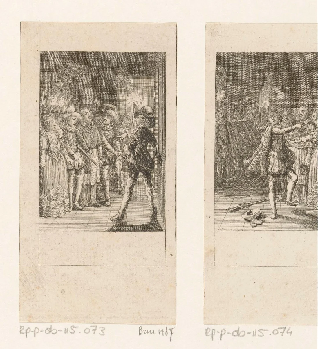 Hendrik van Navarra beledigt Catarina de' Medici by Daniel Nikolaus Chodowiecki, print, 1790