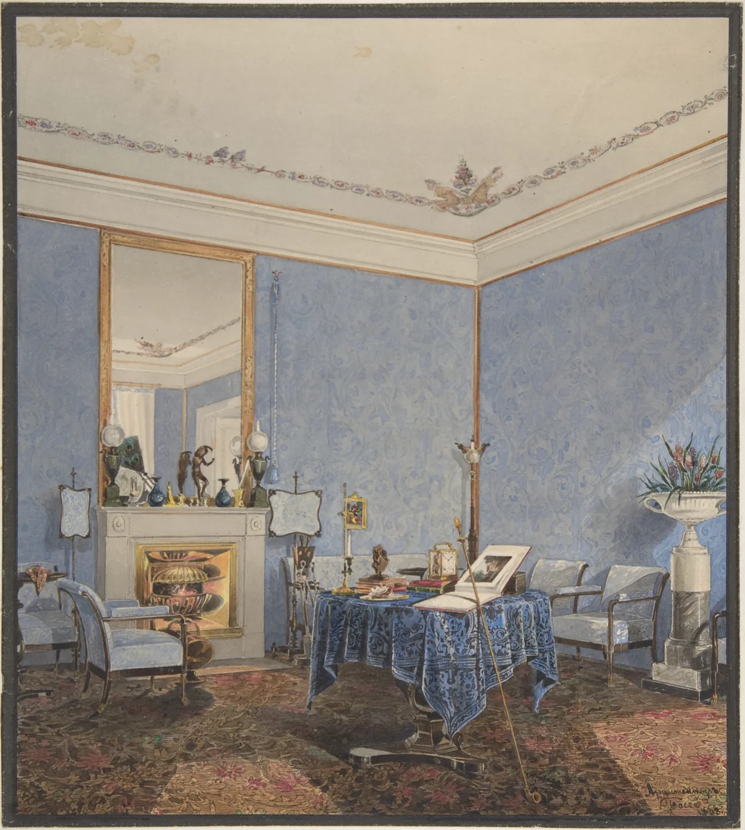 Interior of a Drawing Room by anonymous, drawing, 1838