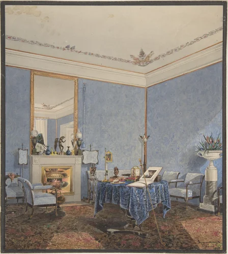 Interior of a Drawing Room by anonymous, drawing, 1838
