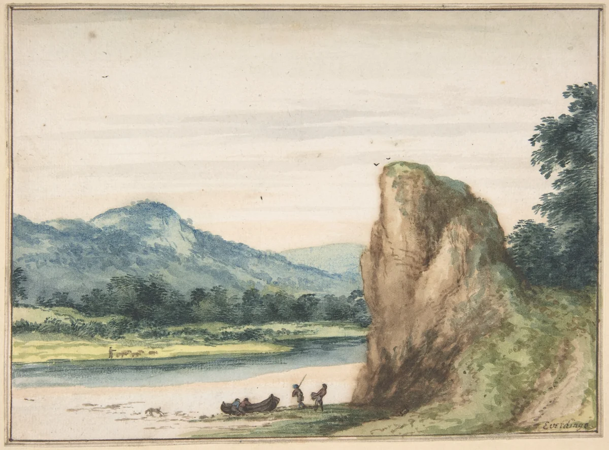Landscape by Allart van Everdingen, drawing, 1635-1675