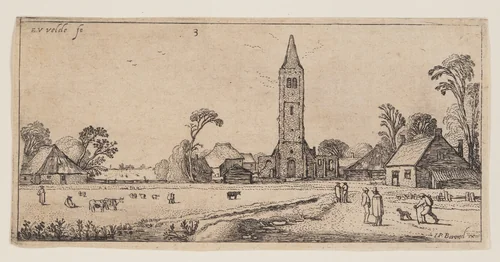 Path at Right Leading to a Village, from Landscapes by Esaias van de Velde, print, 1610-1630