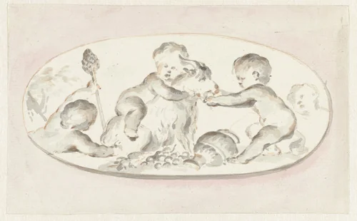 Putti met de attributen van Bacchus by Jurriaan Andriessen, drawing, 1752-1819