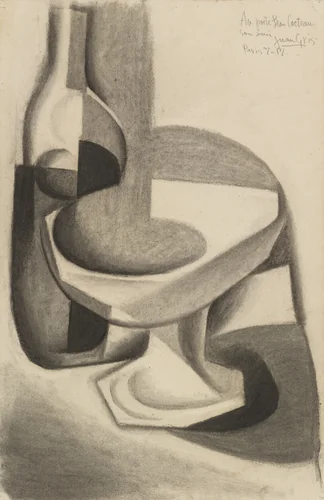 Compotier and Bottle by Juan Gris, drawing, 1917
