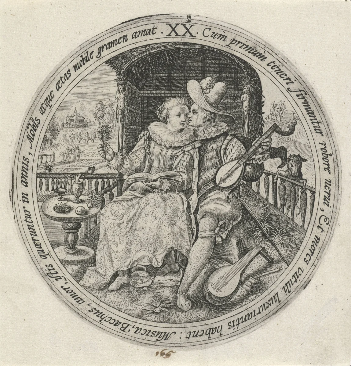 De mens op twintigjarige leeftijd by Crispijn van de Passe, print, 1574-1637
