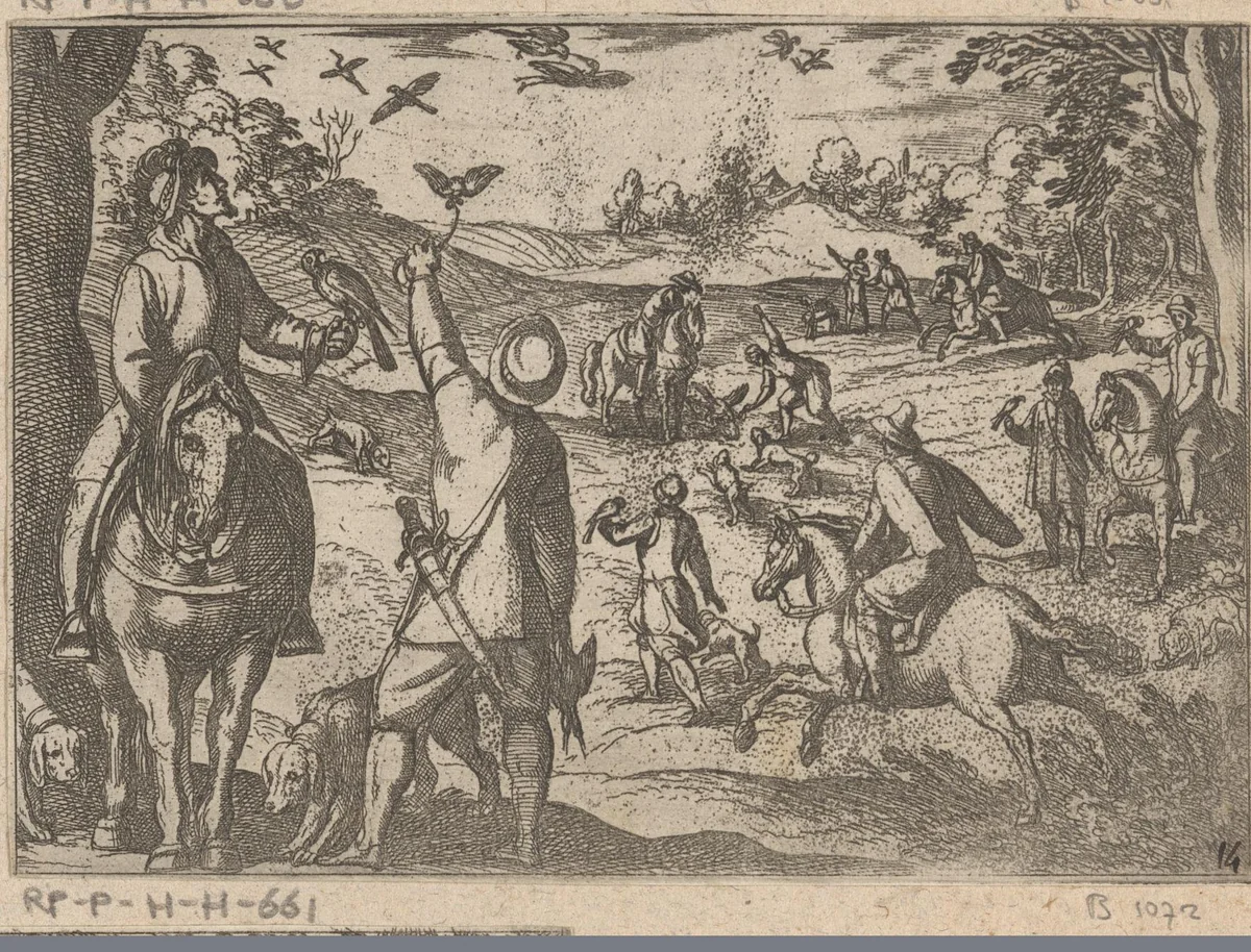 Valkenjacht by Antonio Tempesta, print, 1598