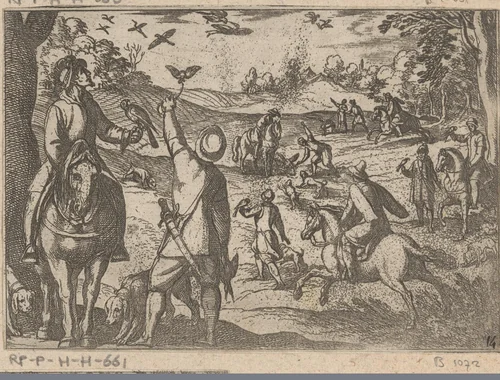 Valkenjacht by Antonio Tempesta, print, 1598