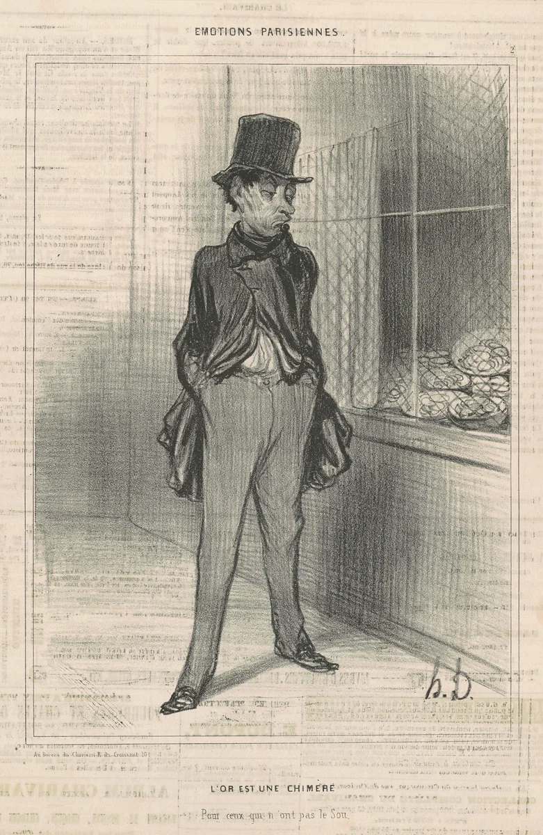 L'or est une chimère by Honoré Daumier, print, 1839