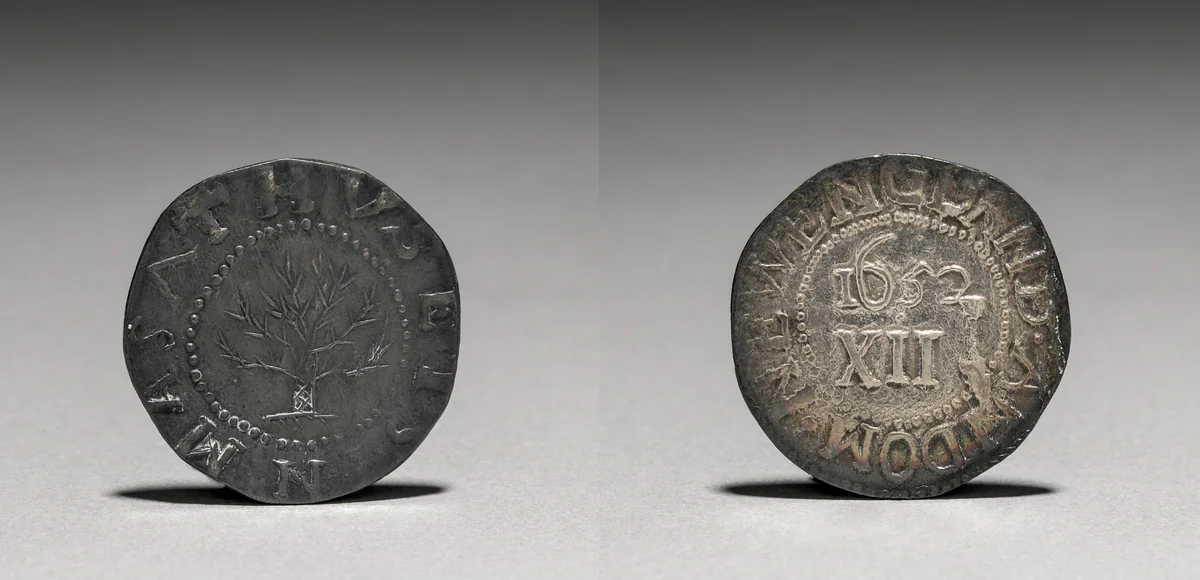 Shilling by John Hull, metalwork, 1652