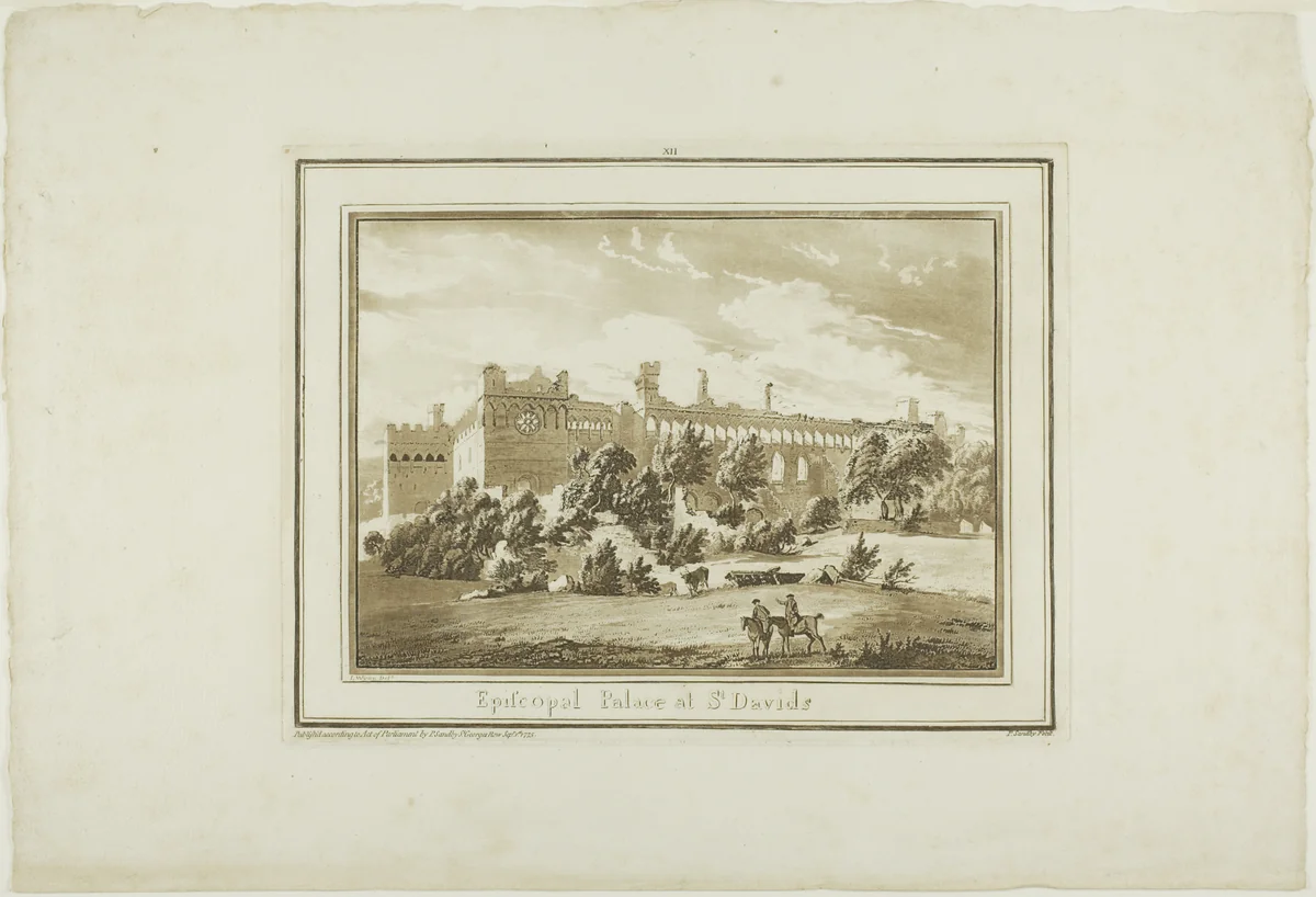 Episcopal Palace at St. Davids, plate twelve from Twelve Views in South Wales by Paul Sandby, print, 1775