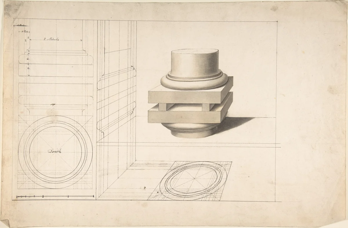 Projections of Columns by anonymous, drawing, 1700-1800