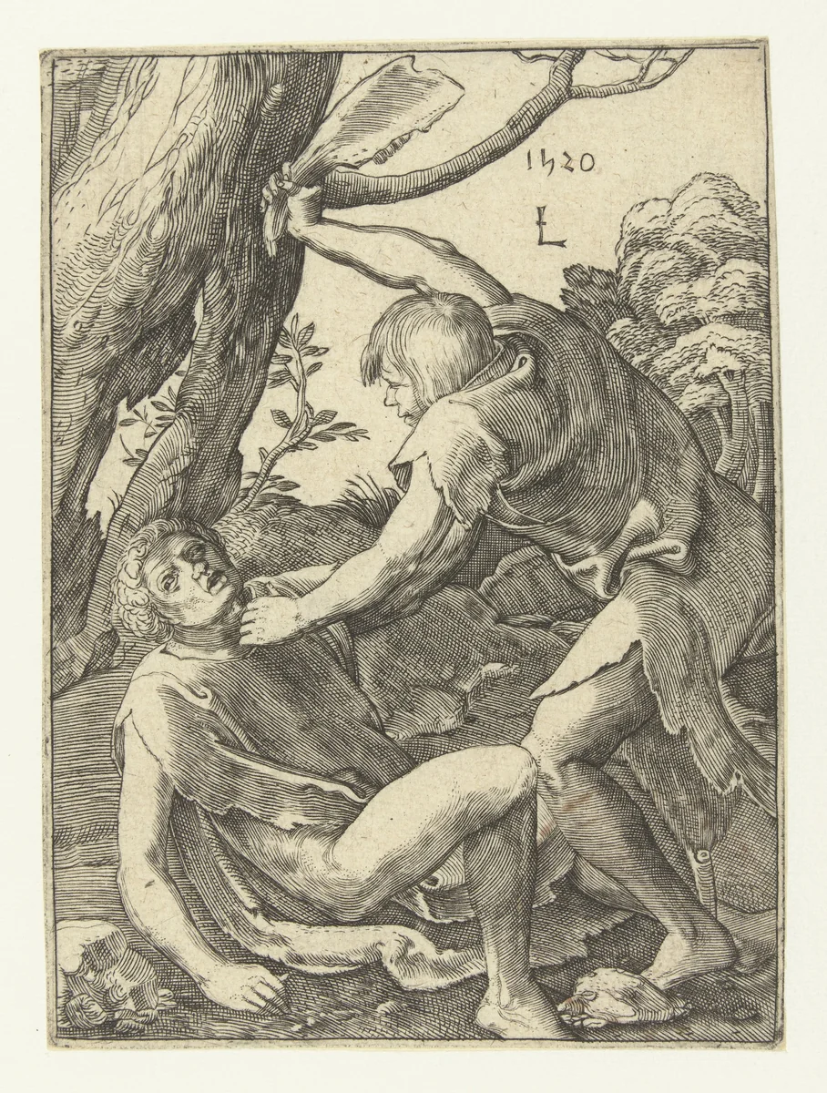 Kaïn doodt Abel by anonymous, print, 1520-1583