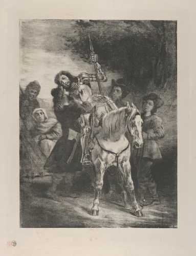 The Wounded Goetz Taken In by the Gypsies by Eugène Delacroix, print, 1836-1843