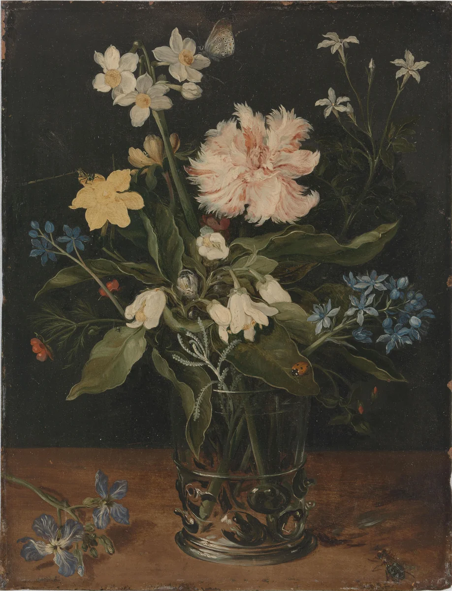 Still Life with Flowers in a Glass by Jan Brueghel, painting, 1602