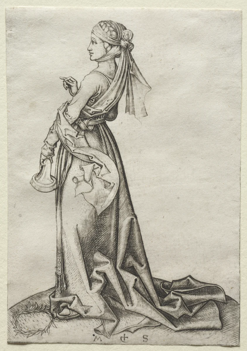 The First of the Foolish Virgins by Martin Schongauer, print, 1464-1484