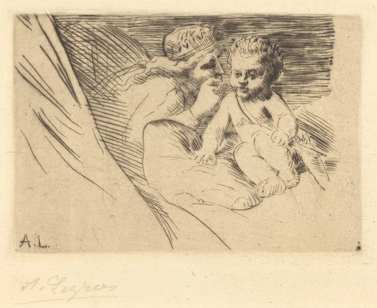 Mab and Cupid (Mab et Cupidon) by Alphonse Legros, print, 1837-1911