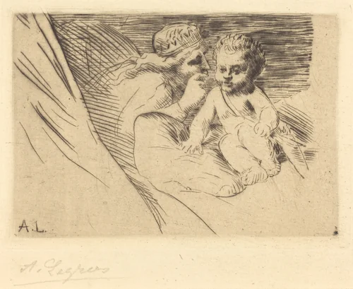 Mab and Cupid (Mab et Cupidon) by Alphonse Legros, print, 1837-1911