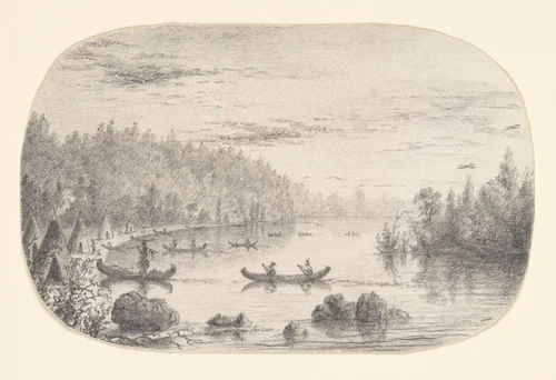 Indians Returning from the Hunt (from McGuire Scrapbook) by Charles Lanman, artwork, 1841