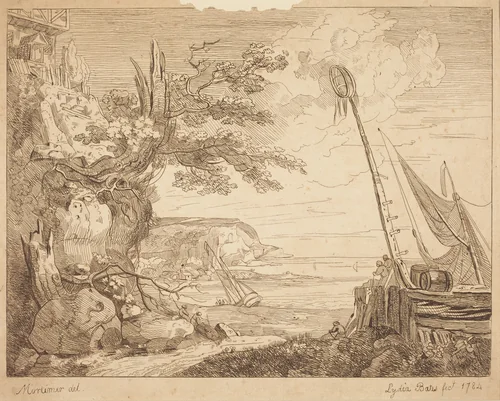 Coast Scene by Lydia Bates, print, 1784