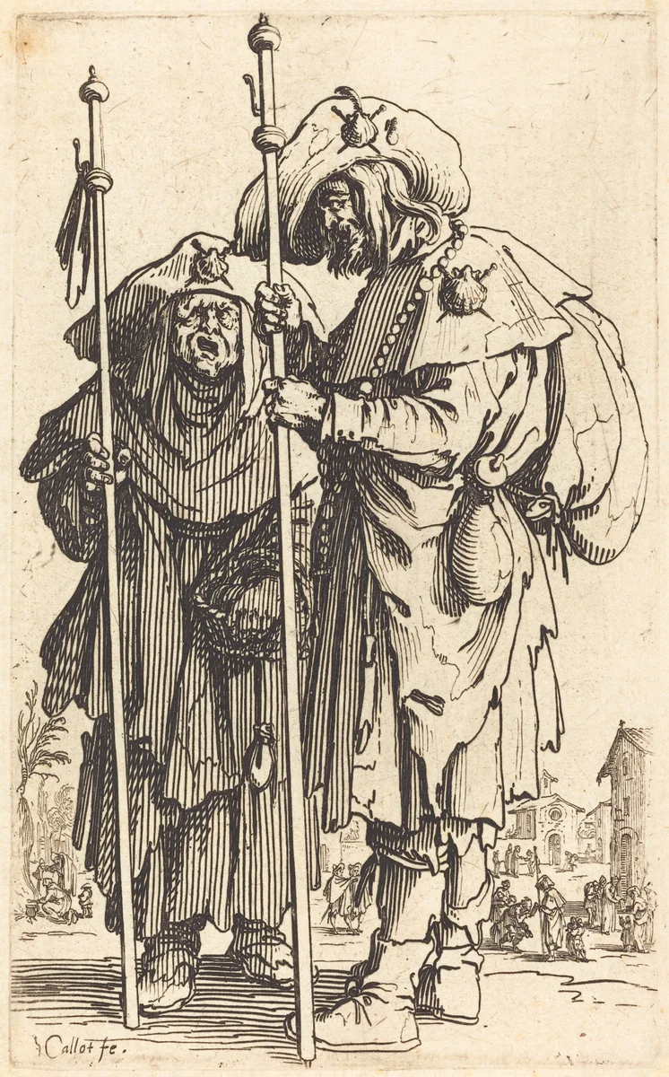 The Two Pilgrims by Jacques Callot, print, 1622