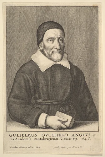 William Oughtred (frontispiece from William Oughtred's "The Key of the Mathematicks New Forged and Filed," 1647) by Wenceslaus Hollar, print, 1644