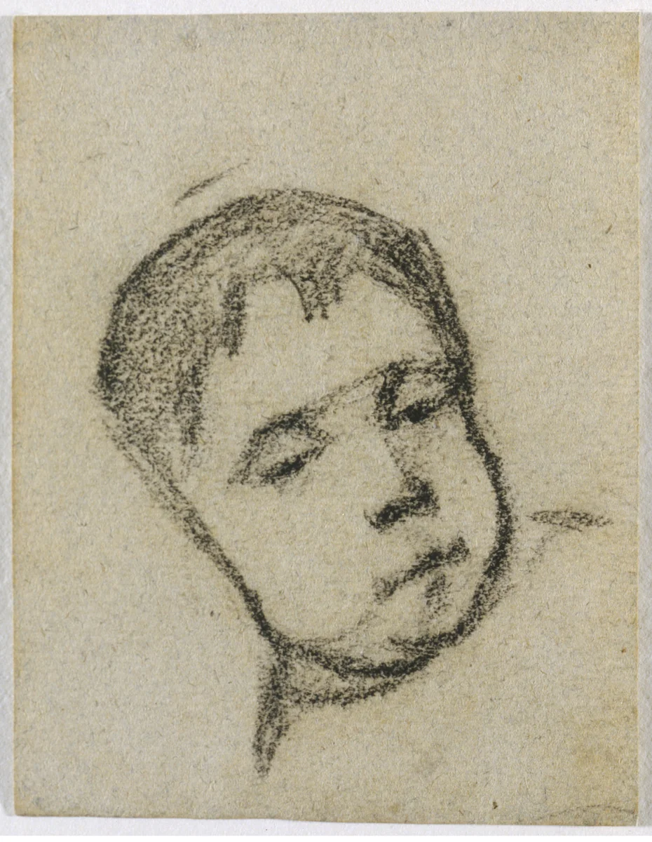 Emil Gauguin as a Child, Head on a Pillow by Paul Gauguin, drawing, 1875-1876