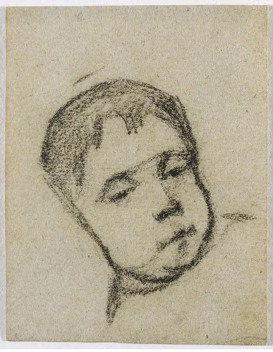 Emil Gauguin as a Child, Head on a Pillow by Paul Gauguin, drawing, 1875-1876