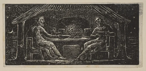Thenot and Colinet Eat Their Evening Meal, from Thornton's "Pastorals of Virgil" by William Blake, print, 1821
