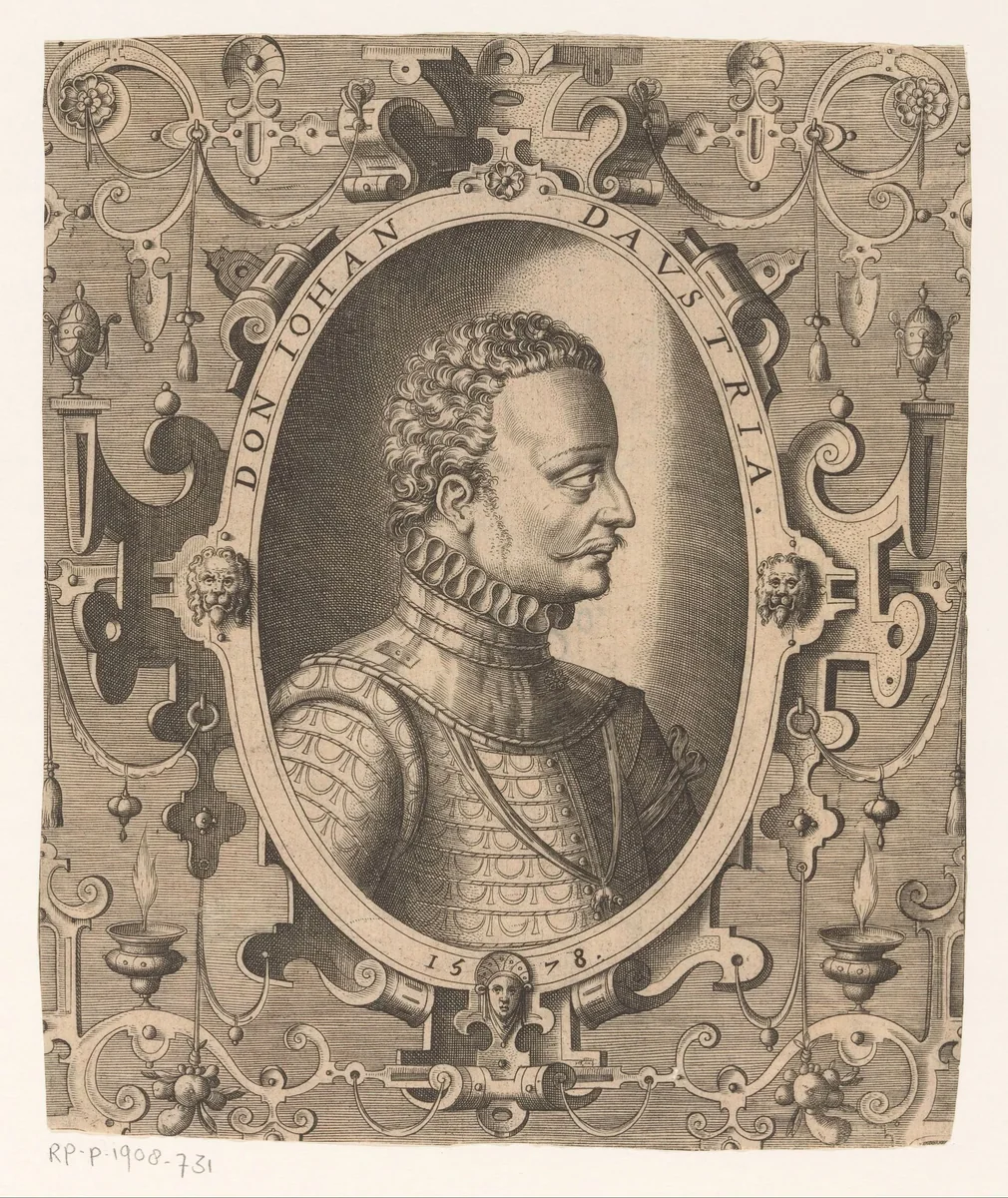 Portret van Don Juan van Oostenrijk, landvoogd der Nederlanden by Niccolò Nelli, print, 1569