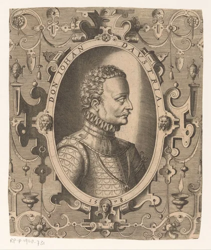 Portret van Don Juan van Oostenrijk, landvoogd der Nederlanden by Niccolò Nelli, print, 1569