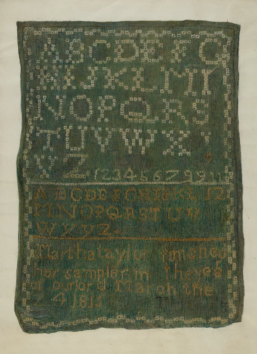 Sampler by Edna Crenshaw Rex, index of american design, 1939